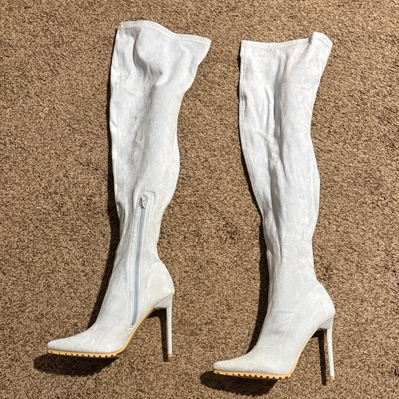 Elegant Light Blue Over-the-Knee Boots - Picture 1 of 5